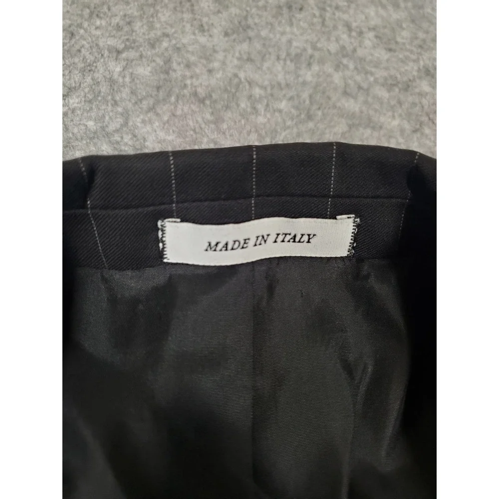 Yves Saint Laurent Mens Wool Blazer 41R Black Striped Suit Jacket Banker Italy